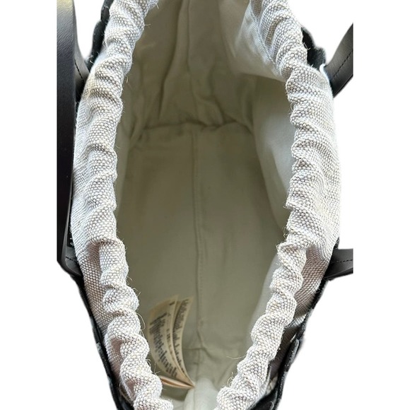 NWT Ted Baker Black Florean Flower Laster Cut Detail Leather & Canvas Tote - Picture 5 of 6